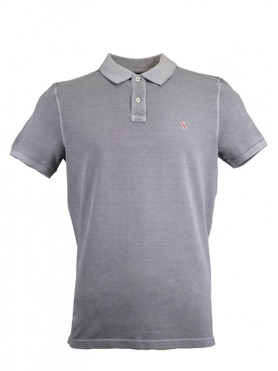 Grey %100 Cotton Pique Polo Shirt