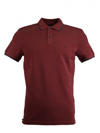 Claret Red Pique Polo Shirt With Detailed Collar