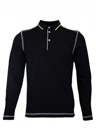 Black Sweatshirt With Polo Collar