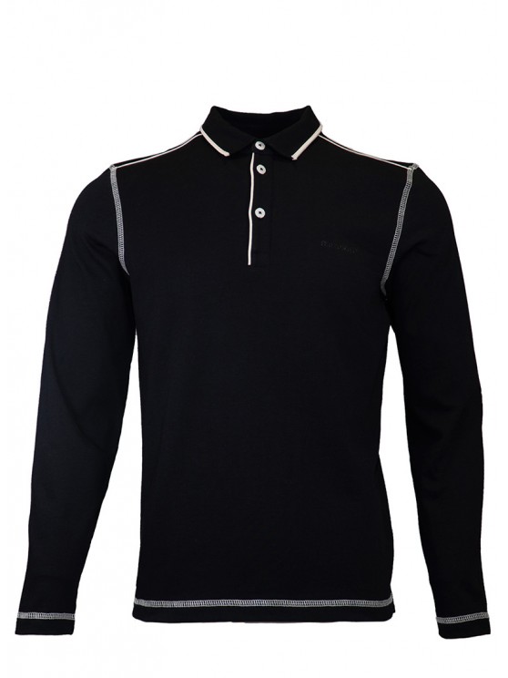 Black Sweatshirt With Polo Collar