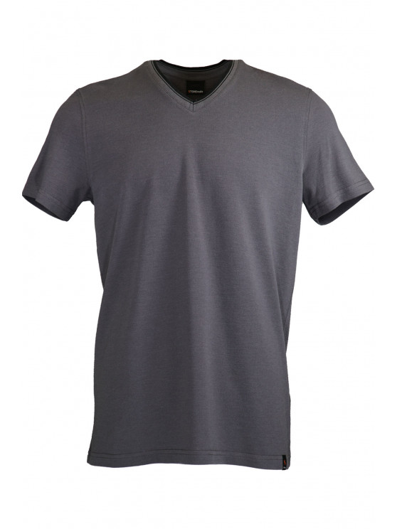 Grey V Neck Detailed T-shirt