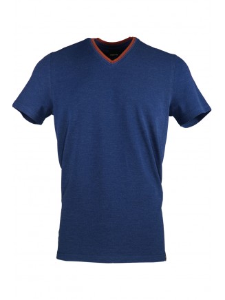 Navy Blue V Neck Detailed T-shirt