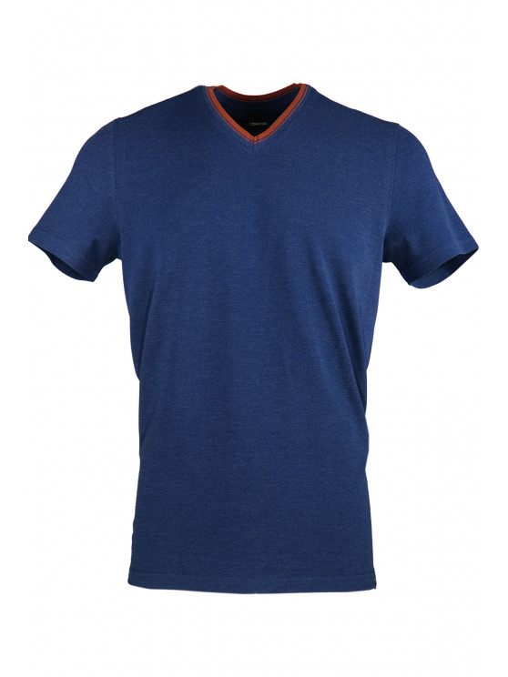 Navy Blue V Neck Detailed T-shirt