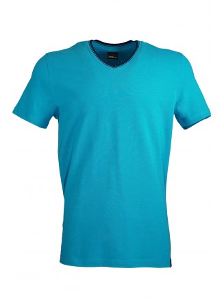 Turquoise V Neck Detailed T-shirt